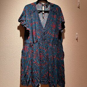 Torrid teal and red floral dress